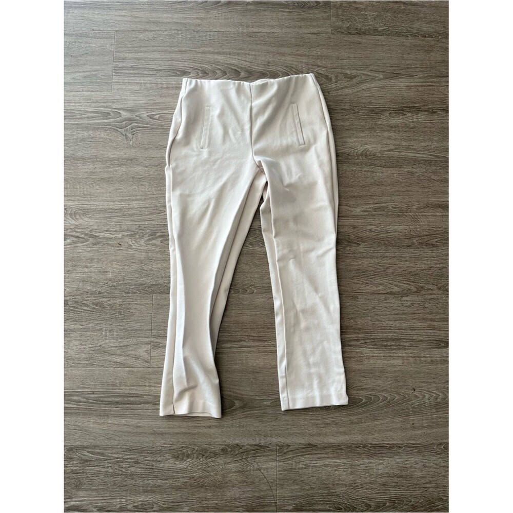 Chico’s Ankle Pants Womens 0.5 US 6 Cream Ivory Pull On Ponte Slim Stretch